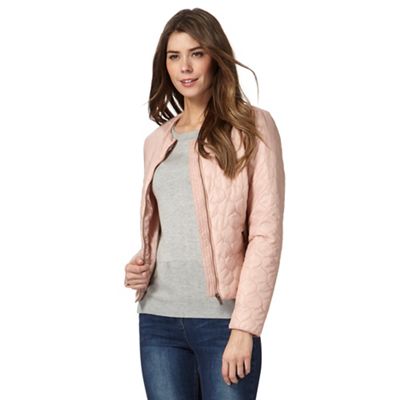 Light pink quilted bomber jacket